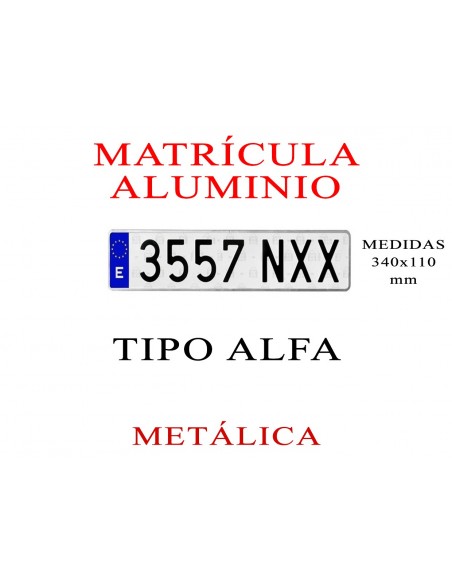 matricula aluminio coche alfa