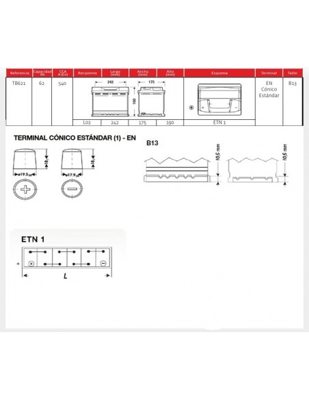 bateria exide eb621 62ah