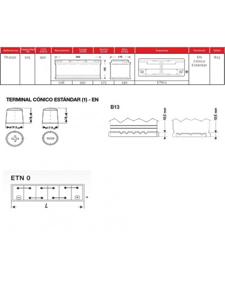 bateria exide ek1050 105ah