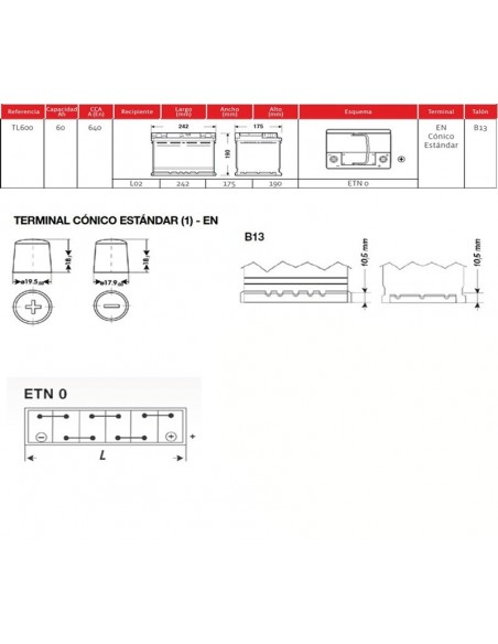 bateria exide el600 60ah