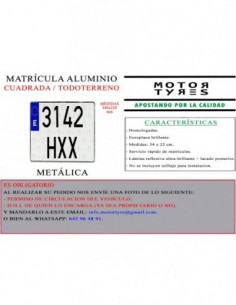 matricula aluminio todoterreno 4x4 2