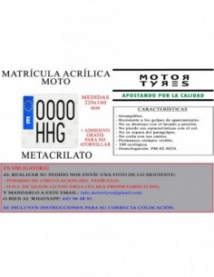 matricula metacrilato moto acrilica 2