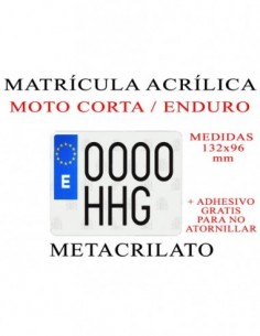 matricula metacrilato moto enduro
