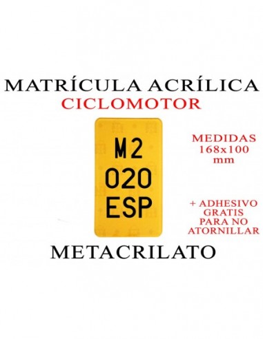 matricula metacrilato ciclomotor acrilica