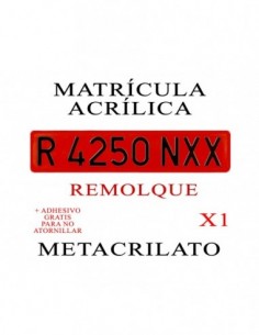 matricula metacrilato remolque roja