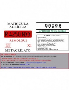 matricula metacrilato remolque roja 2